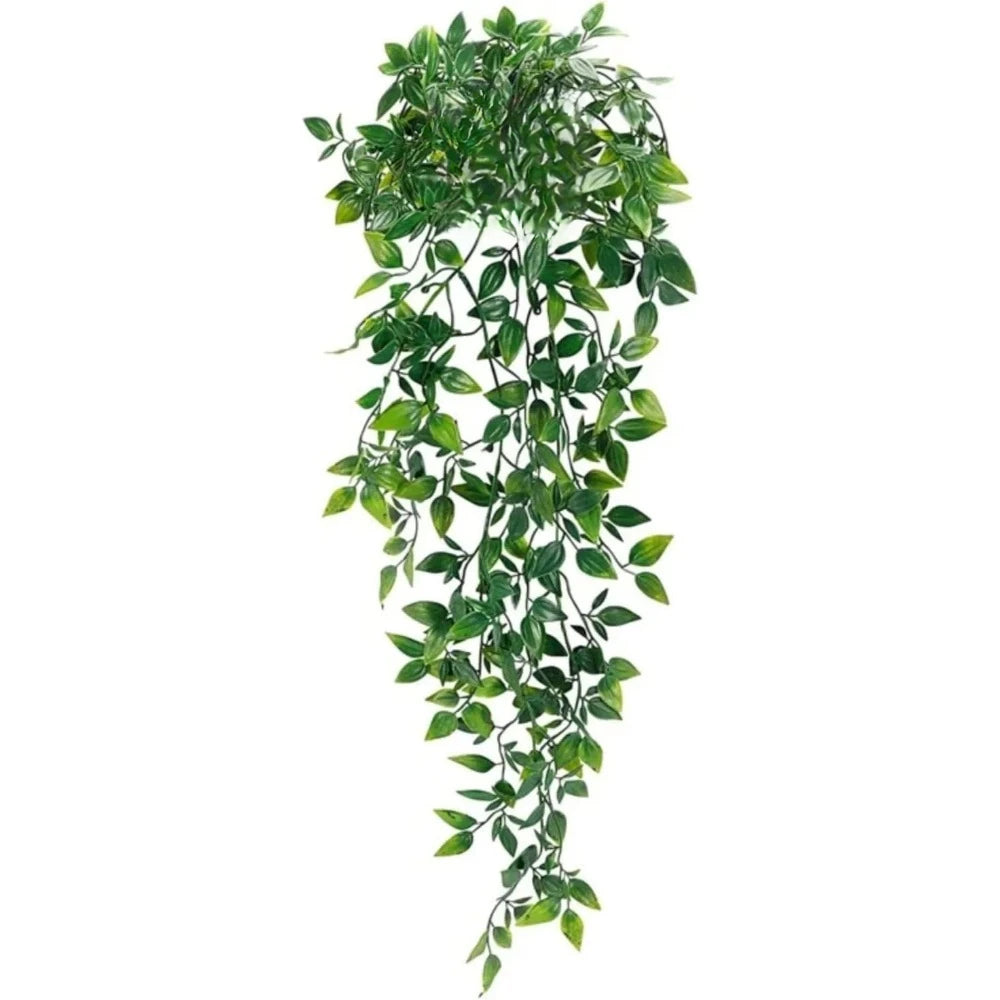 A bundle of artificial trailing ivy with realistic green leaves cascading down against a plain white background.