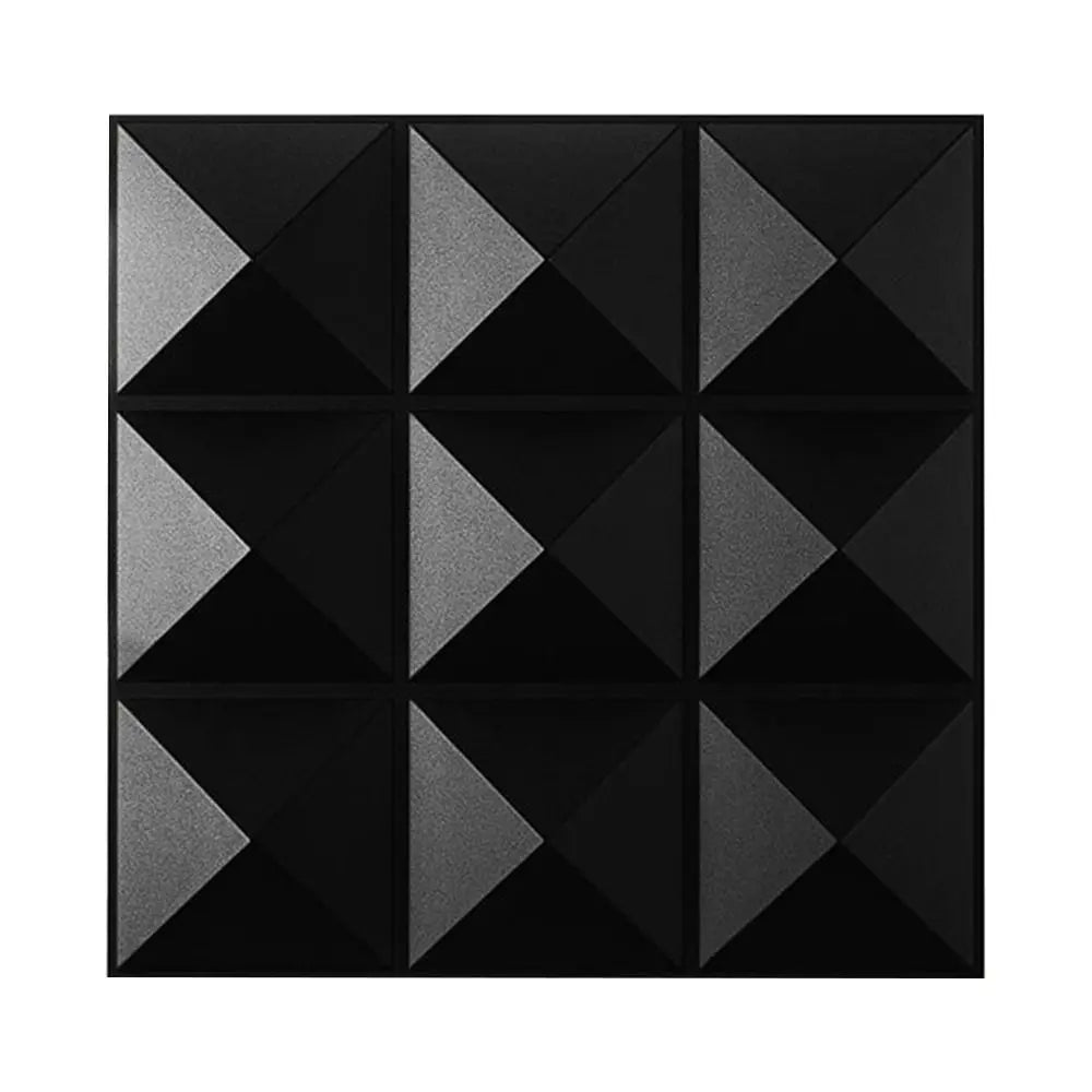 Black, square 3D wall panel featuring a modern geometric diamond-textured design.