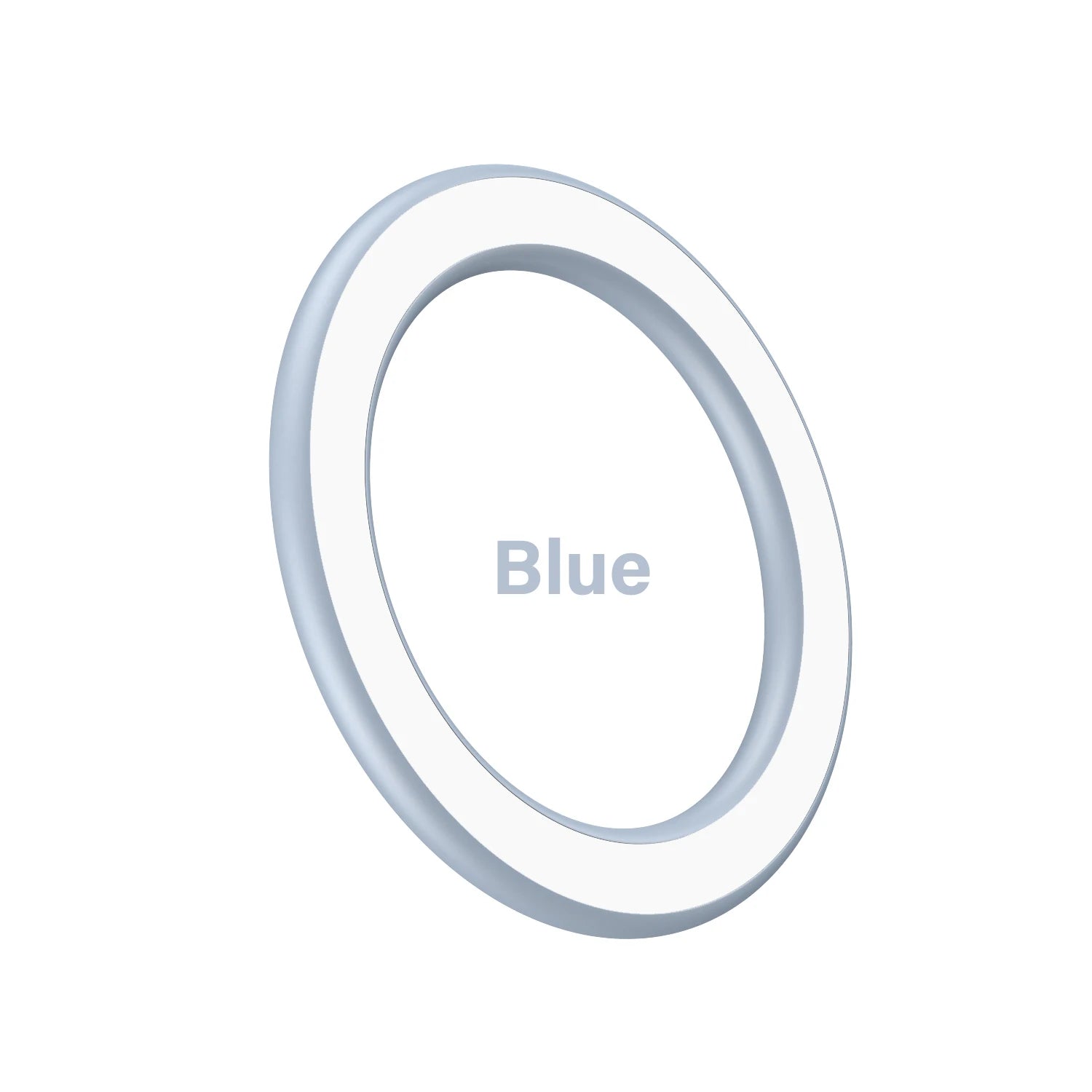 A minimalist, circular light blue magnetic ring charger set against a clean white background.