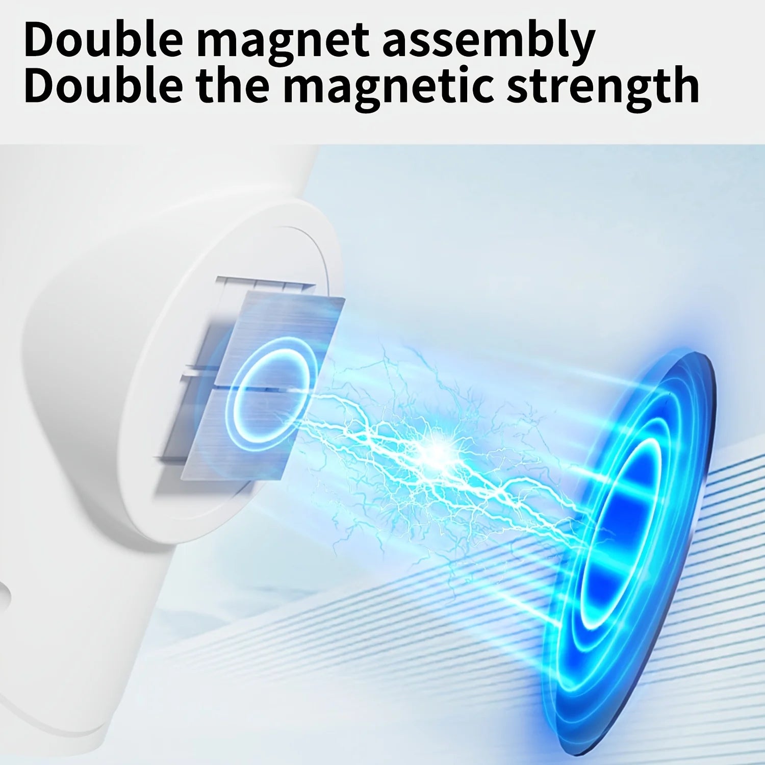 Close-up of a white smart motion sensor night light showing two magnetic plates for extra-strong mounting.
