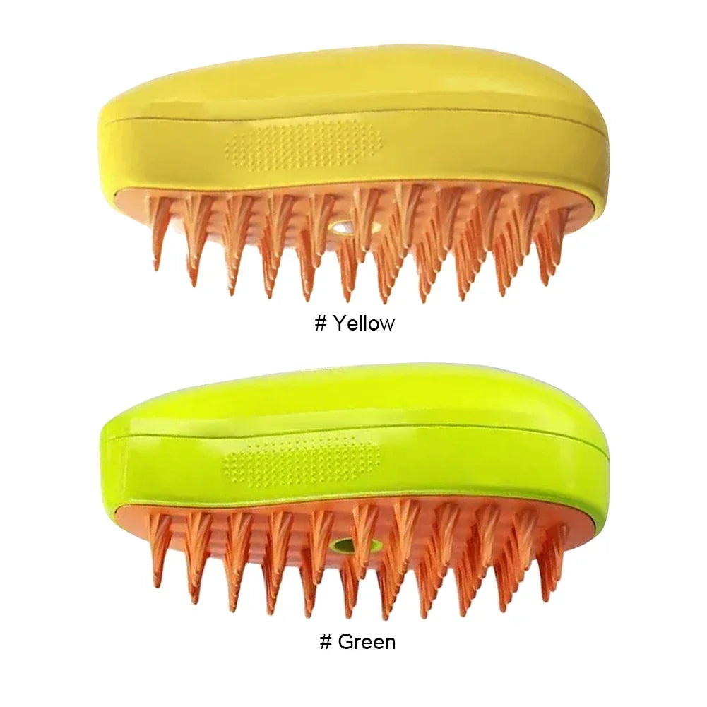 Two oval scalp massager brushes with orange bristles. One has a yellow handle, the other a lime green handle.