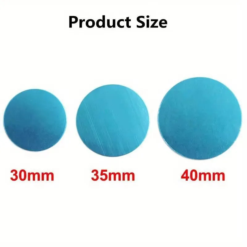 Three blue circular discs in sizes 30mm, 35mm, and 40mm against a white background.