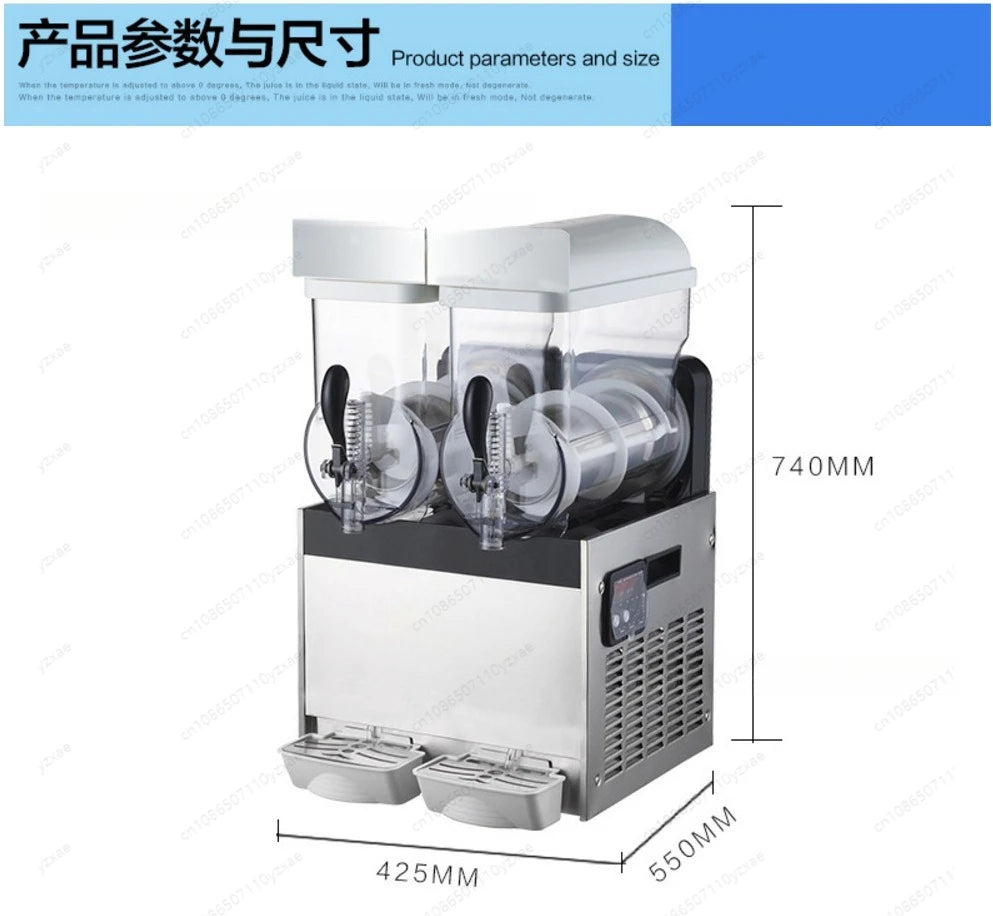 Commercial Dual Tank Slush Machine, 18L Stainless Steel Slushy Maker
