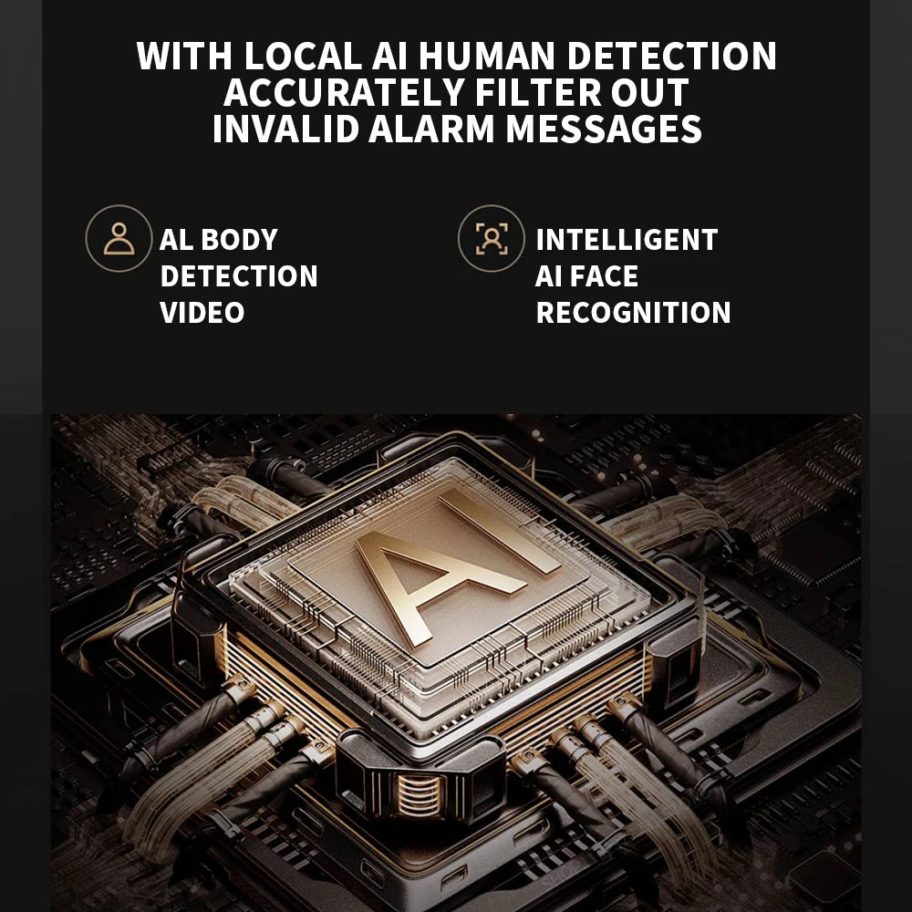 Smart video doorbell with 5-inch HD screen, night vision, and advanced AI human and face detection features.
