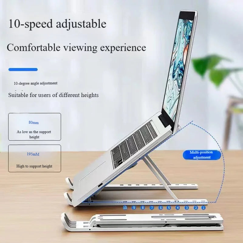 Silver Laptop Stand, Cooling, Keyboard Folding, Portable Stand, Foldable