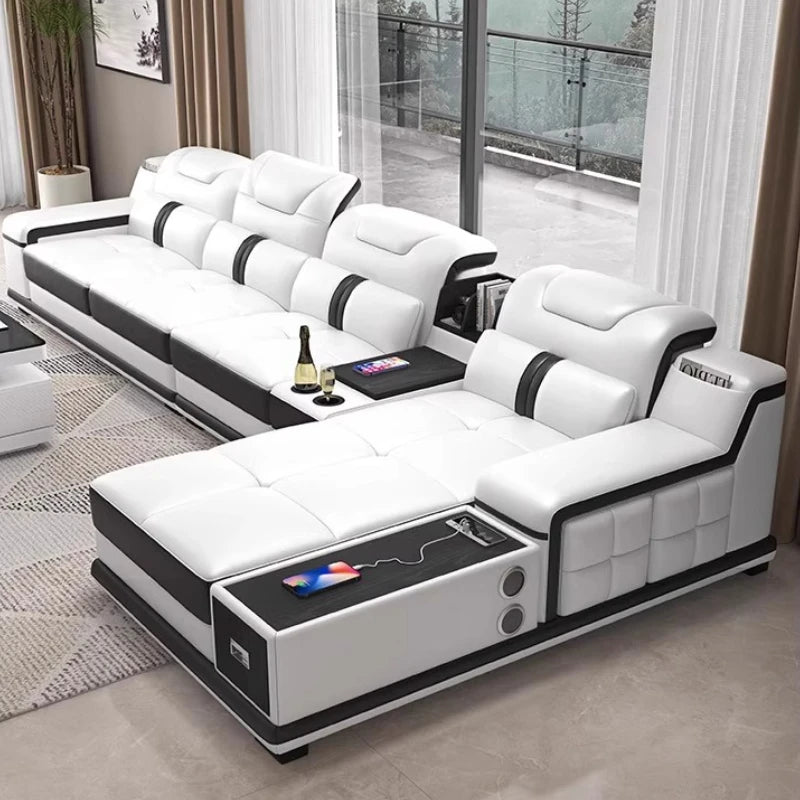 Quality Leather Luxury Comfortable Minimalist Sofa