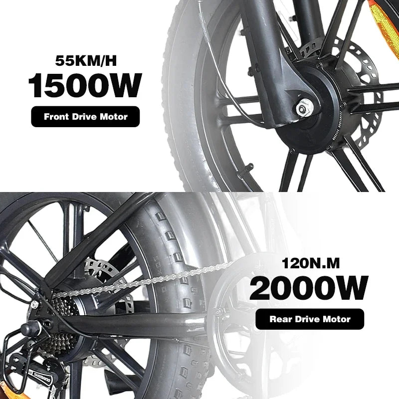 3500W Powerful motor 48V 60AH lithium battery 20 Inch Fat Tire