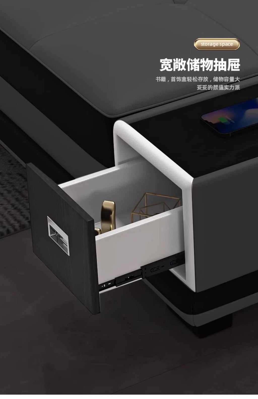 Quality Leather Luxury Comfortable Minimalist Sofa