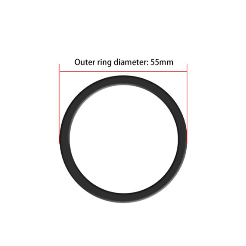 A black circular ring with a 55mm outer diameter measurement indicated by red lines.