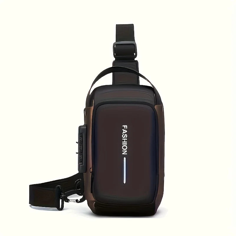 Black anti-theft sling crossbody bag with a sleek, durable design and adjustable shoulder strap.