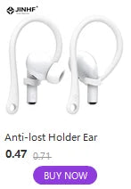 White silicone anti-lost ear hooks for Apple AirPods, designed for a secure fit during exercise.