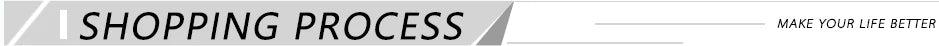 Horizontal grey banner with the black text "SHOPPING PROCESS" and "MAKE YOUR LIFE BETTER" on a white background.