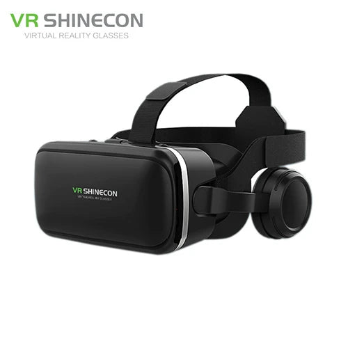 Black 3D virtual reality headset with an adjustable head strap and integrated headphones.