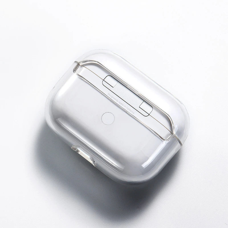 Clear protective case for AirPods Pro on a white background.