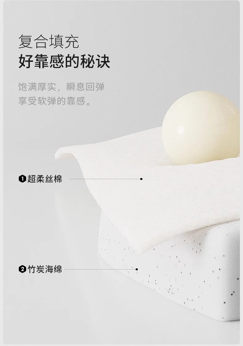 Close-up of premium bed headboard padding, showing soft-touch silk cotton and charcoal-infused foam layers.