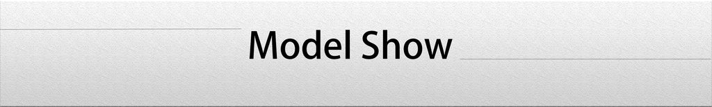 A graphic banner with the text "Model Show" in black, set against a textured, light grey background.