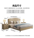 Modern, cream-coloured upholstered queen bed frame with a tufted headboard and matching three-drawer bedside tables.