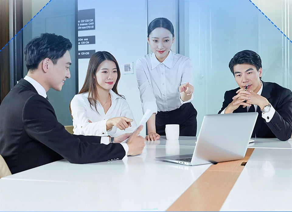 A 4K USB webcam with a sleek, black design, autofocus lens, and built-in microphone for professional video calls.
