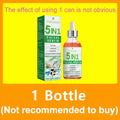5-in-1 facial serum bottle and packaging box with a pipette dropper, featuring a clear bottle with orange liquid.