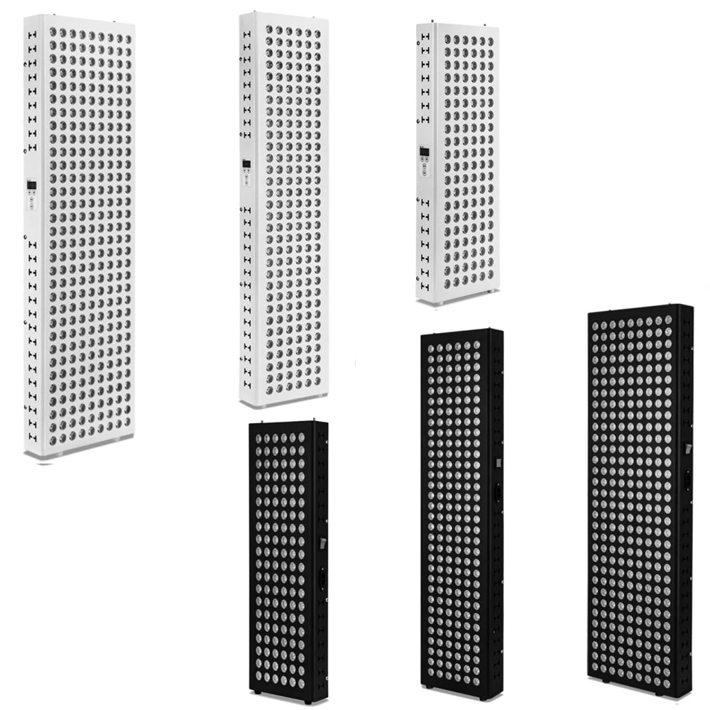 Six rectangular LED light panels shown in black and white, viewed from different angles against a white background.