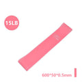 Pink 15lb resistance band with "LIGHT" label and 600x50x0.5mm dimensions shown on a white background.
