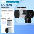 Black and clear 500ml automatic fish feeder with manual control buttons and a detachable food container.