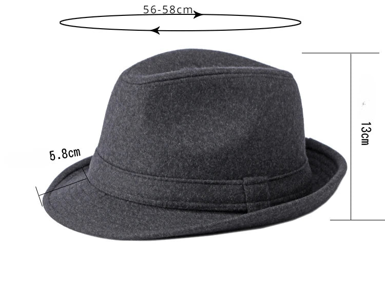 Charcoal grey felt fedora hat in a classic British style, featuring a structured crown and matching band.
