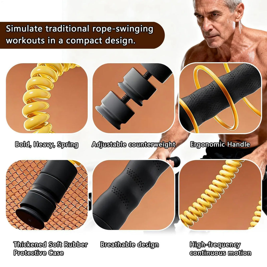 Two-piece weighted fitness rope set featuring bright yellow coiled springs, adjustable weights, and ergonomic handles.