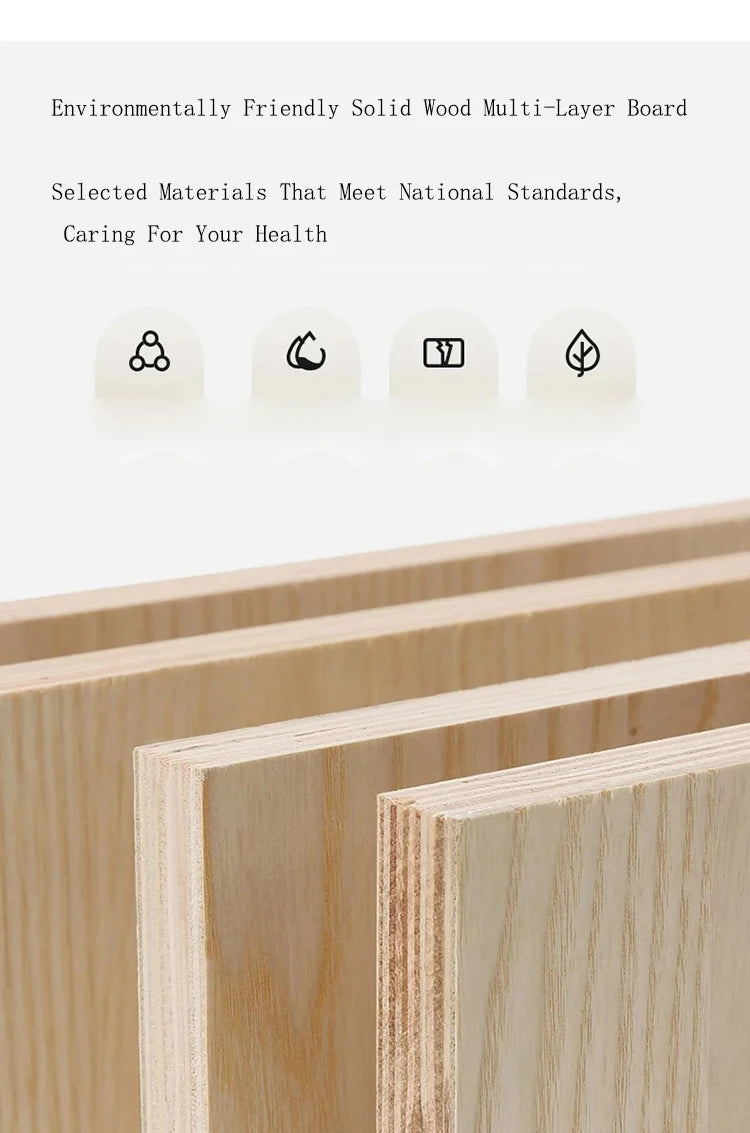 Close-up of high-quality, light-coloured multi-layer solid wood boards showing the durable construction material.