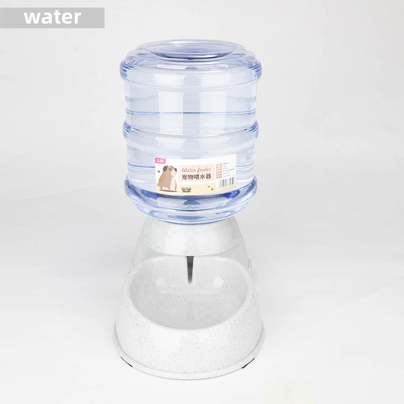 Automatic pet water dispenser with a clear 3.8L tank and a speckled light grey base on a white background.