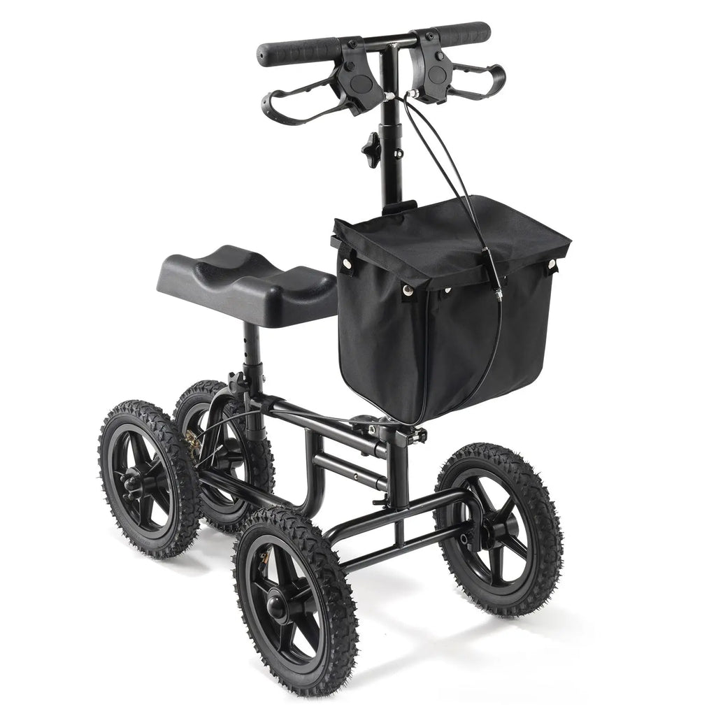 VEVOR 12" All Terrain Carbon Steel Folding Steerable Knee Scooter Walker