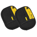 Two black and yellow mesh Rhino Bear pet hair removal gloves with a palm strap.