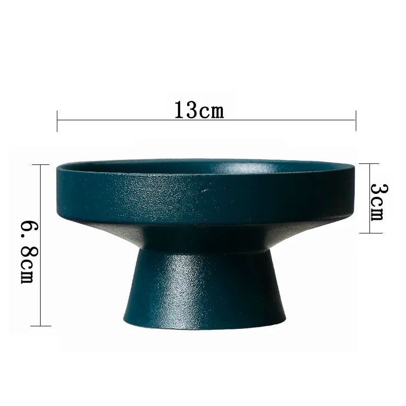 Dark teal pedestal bowl with a textured finish, 13cm wide and 6.8cm tall, perfect for modern minimalist décor.