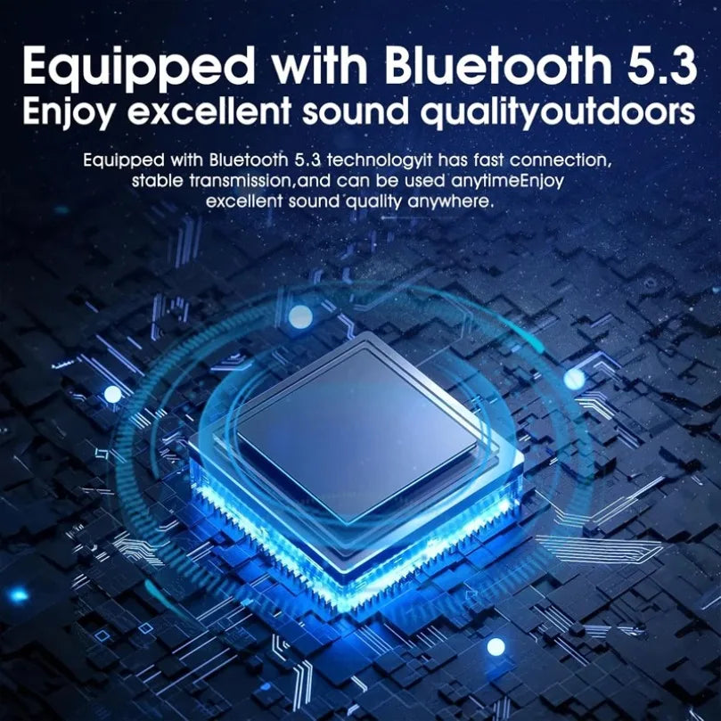 Digital graphic showing a central microchip on a dark circuit board background with glowing blue accent lighting.