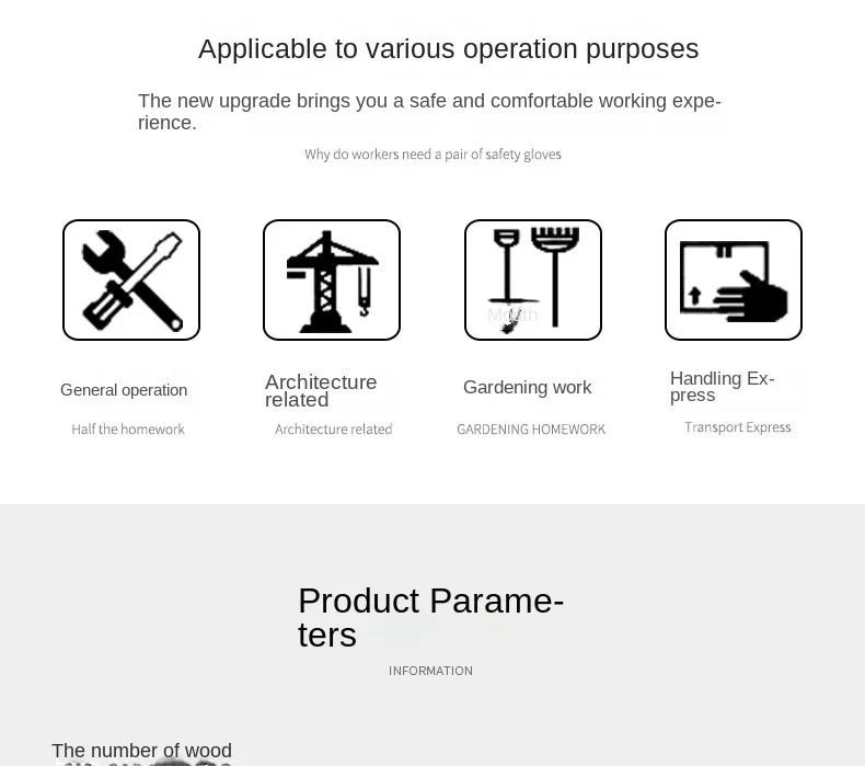 Graphic showing icons for general labour, construction, gardening, and parcel handling.