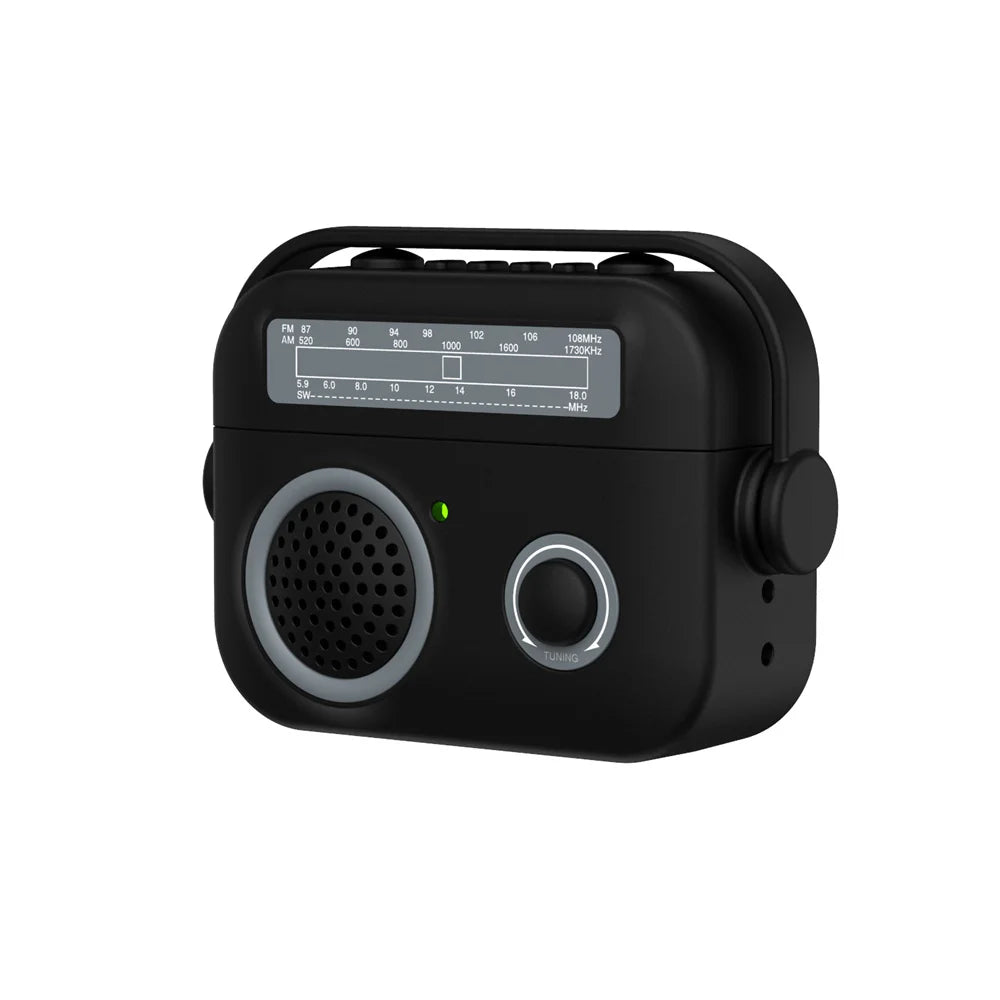 Black silicone AirPods Pro case designed to look like a retro portable radio.