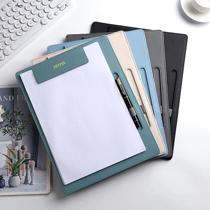 Business Office Clipboard - A4 Paper File Pen Slot - Leather Luxury