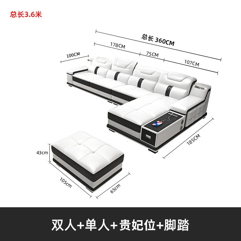 Quality Leather Luxury Comfortable Minimalist Sofa