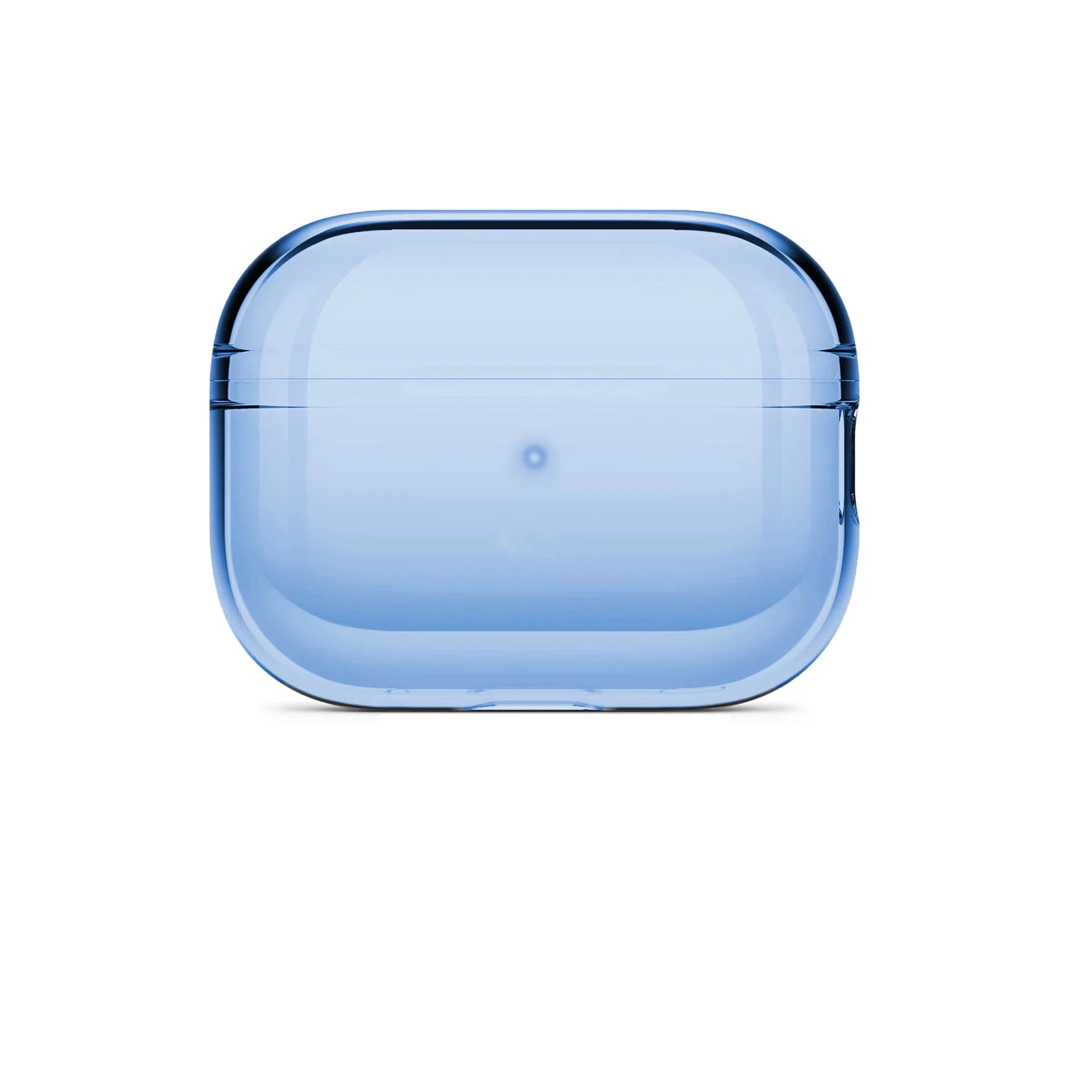 Transparent blue protective case for AirPods Pro, made from sleek, durable material.