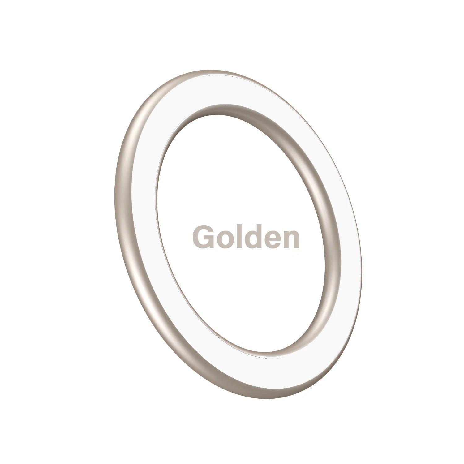 A sleek, minimalist golden circular ring frame isolated on a white background.