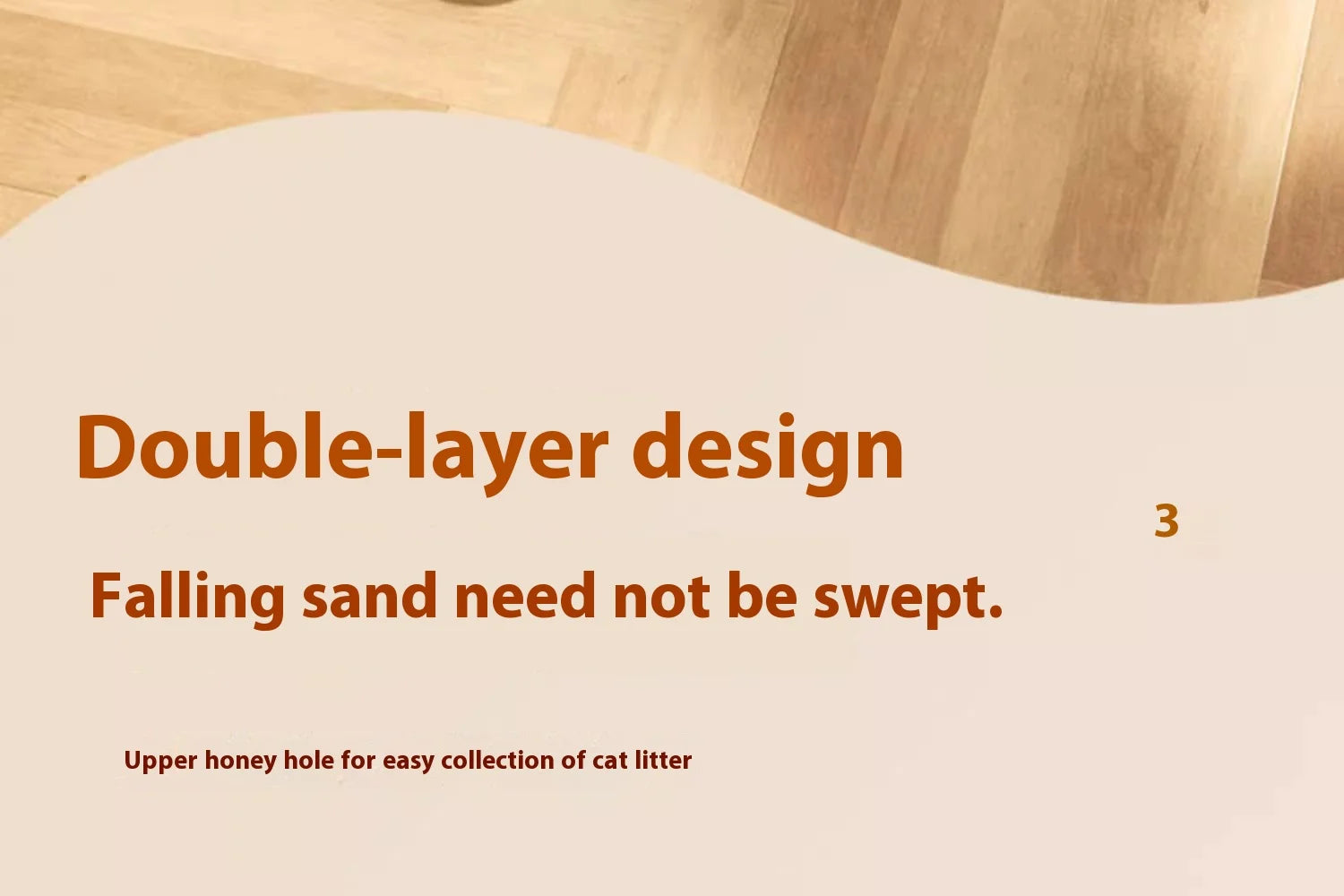 Cream-coloured, double-layer cat litter mat featuring a honeycomb surface to trap litter and simplify cleaning.