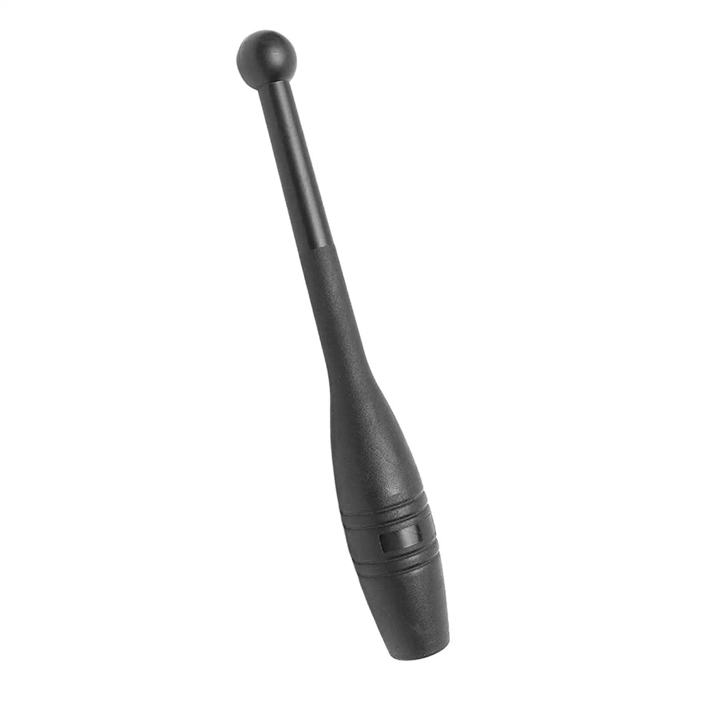 A sleek, black Indian clubbell with a textured grip and rounded handle, designed for strength and mobility training.