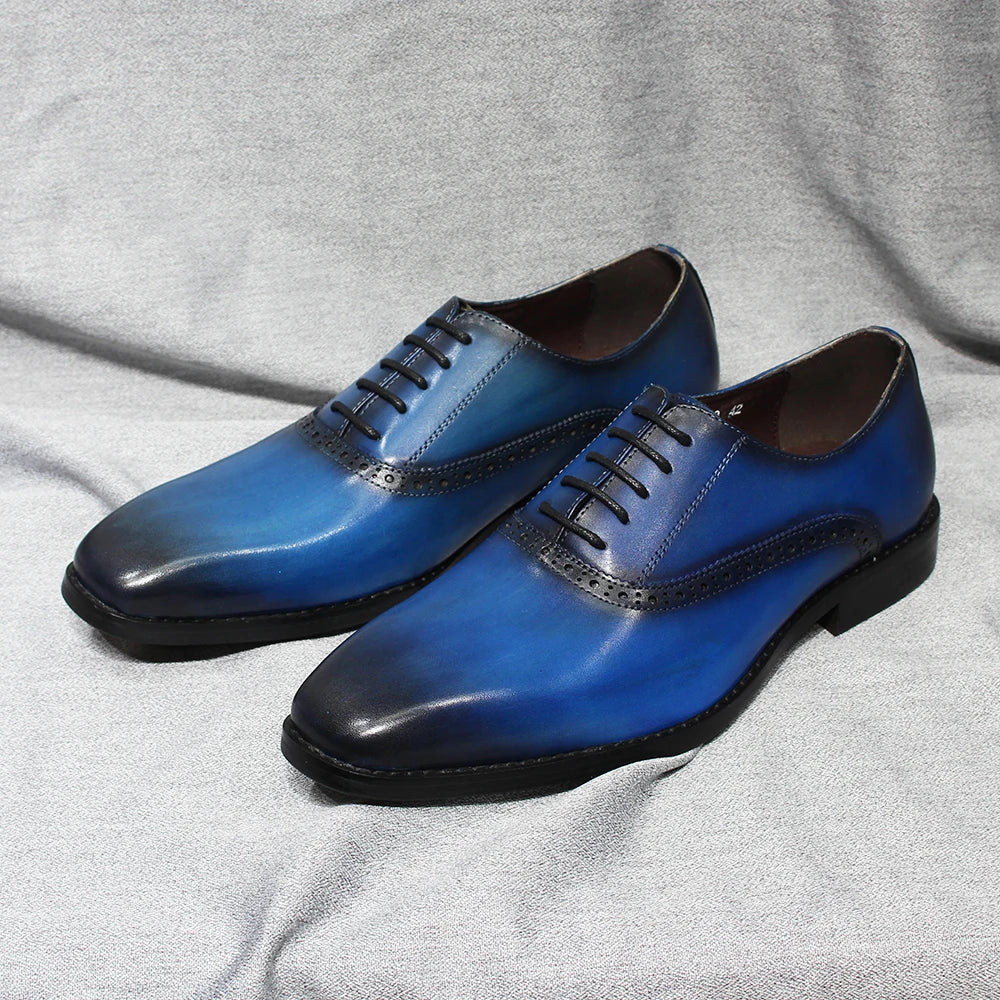 Business Oxfords Genuine Leather Plain Toe Office Business Dress Shoes