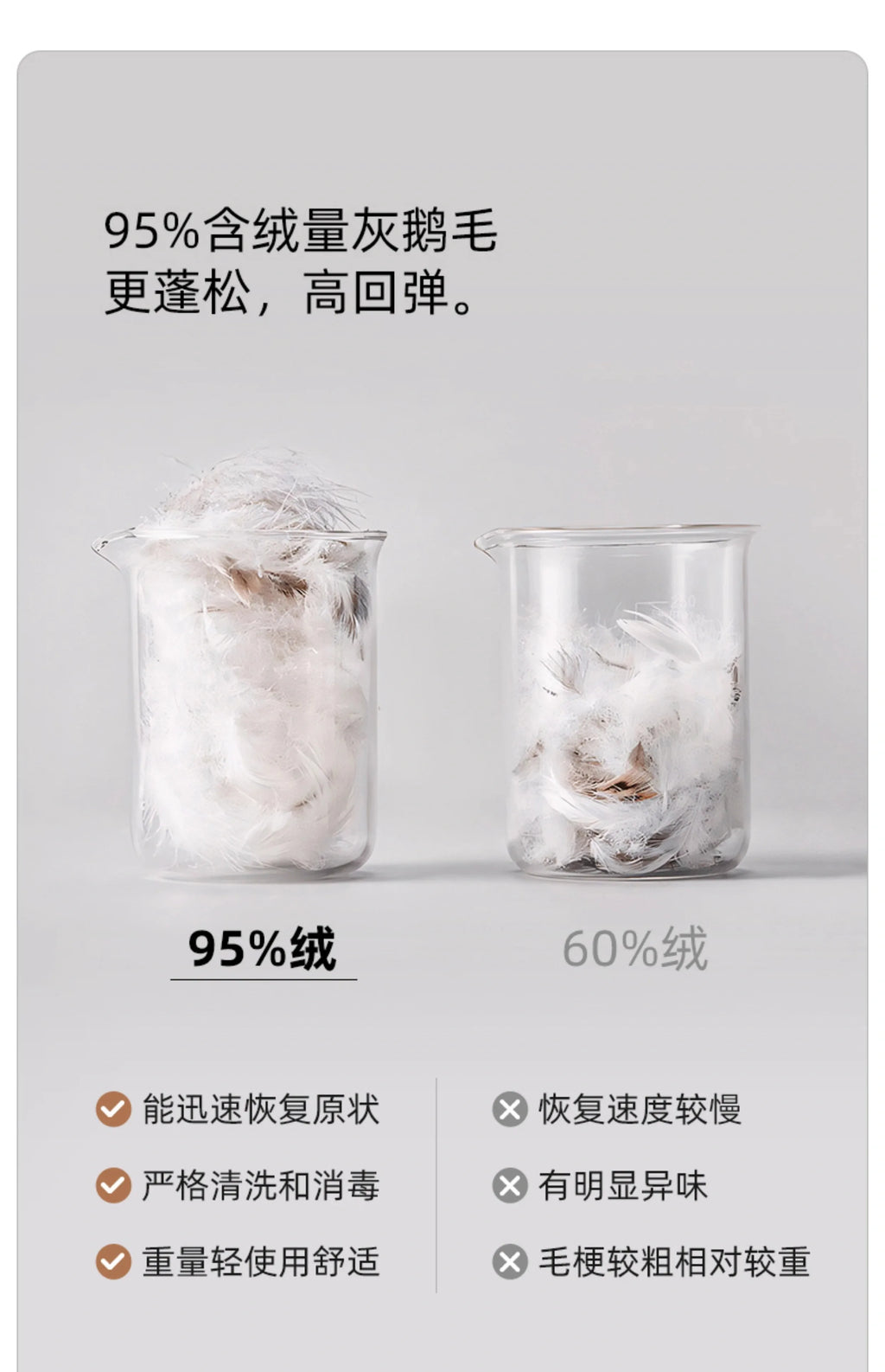 Please provide an image of the actual bed. The image you provided is a technical comparison of goose down quality.