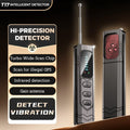 Two sleek, black portable privacy detectors with extendable antennas, digital displays and infrared scanning lenses.