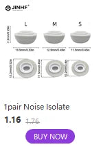 White silicone replacement ear tips for AirPods Pro in Small, Medium, and Large sizes with dimensions shown.