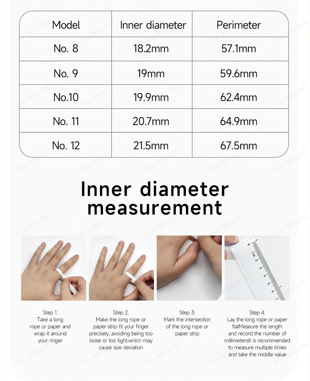 Size guide chart and step-by-step instructions for measuring finger circumference to ensure a perfect smart ring fit.