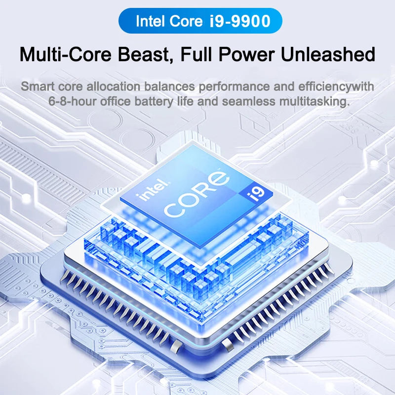 Blue and silver processor chip graphic symbolising high-performance computing on a futuristic circuit board background.