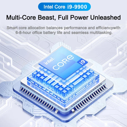 Blue and silver processor chip graphic symbolising high-performance computing on a futuristic circuit board background.