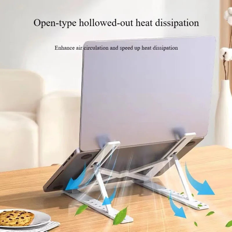 Silver Laptop Stand, Cooling, Keyboard Folding, Portable Stand, Foldable